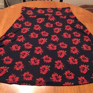 Lularoe Azure skirt, floral with subtle striping